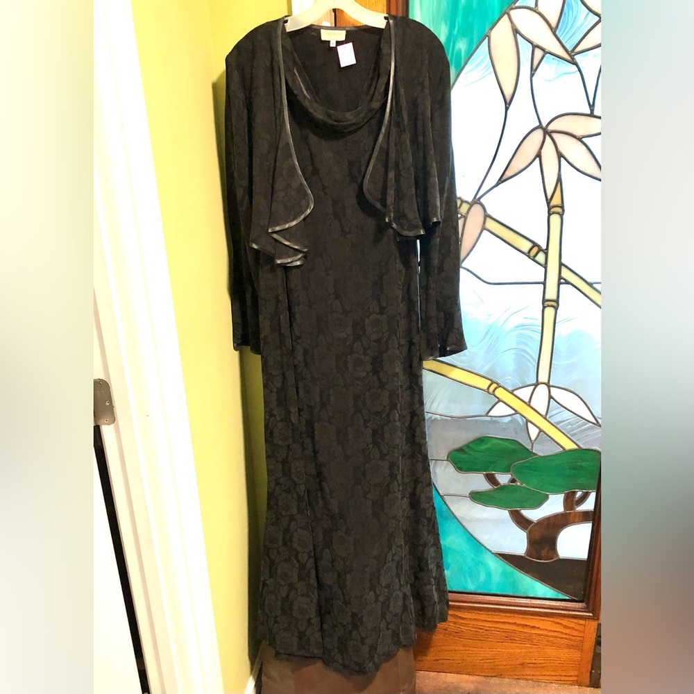 L Terraware Maxi Dress plus Jacket Floral Pattern Cupro